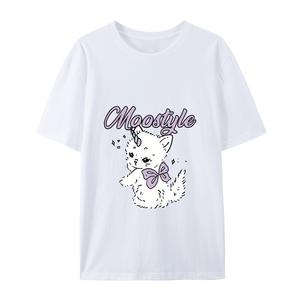 Envío desde EE. UU. OEM/ODM Camiseta personalizada de alta calidad con temática de gato con lazo y estampado de gato Camiseta personalizada - Product Image 3