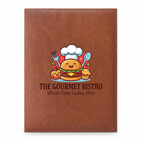 Sampul Buku Menu Kulit PU A4 Kustom untuk Restoran Hotel Kafe Bar Salon 2 Halaman dengan Cetak Logo Kustom