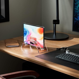 Modern Design Curved Clear Acrylic Invisible Vertical Laptop <b>Stand</b> for Polished Surface Custom Color Size for Display - Product Image 3