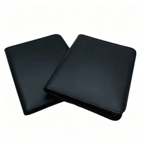 Porte-documents en PU zippé, organiseur professionnel, planificateur, porte-stylo avec emplacements pour cartes et fenêtre d'identification pour réunions de bureau