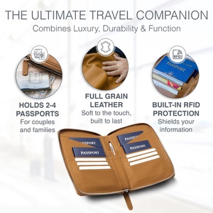 Porta Pasaportes Multifuncional de Cuero Boshiho, Cartera Delgada con Protección RFID, Organizador de Documentos de Viaje con Cierre, Moderno y Portátil - Product Image 5