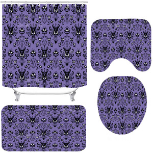 Cortina de Ducha de Poliéster con Diseño de Fantasmas Góticos Púrpuras, Cortina de Baño con Impresión Digital Personalizada, Impermeable, Venta al Por Mayor, Moderna - Product Image 2