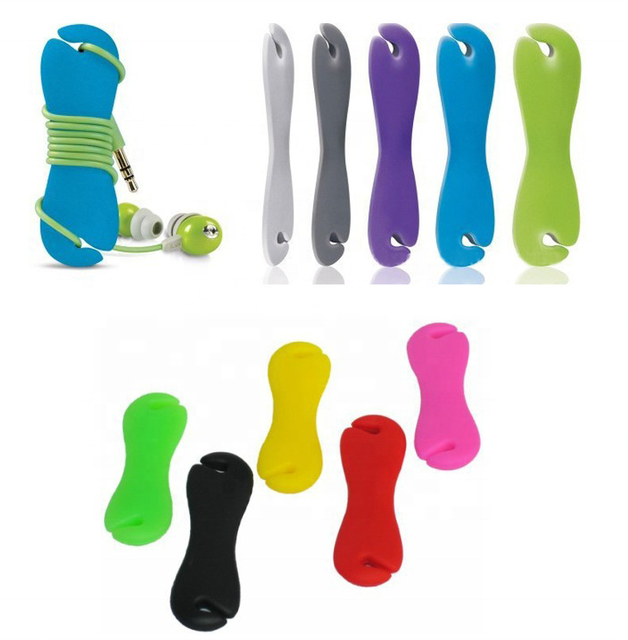 Cheap Custom Promotional Headphones Silicone Cable Wire Winder/Earphone Cord Organizer