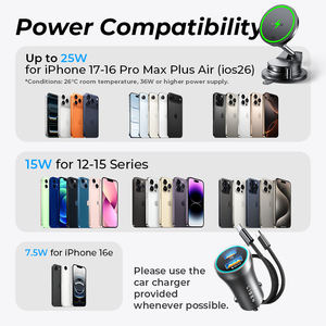 Support de Voiture Magnétique LISEN Qi2 à Ventouse pour Tableau de Bord avec Chargeur Sans Fil 25W à Charge Rapide pour iPhone 17 et Navigation GPS - Product Image 5
