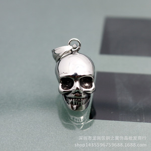 Yunnique – collier avec pendentif crâne chauve en acier inoxydable, bijoux de mode unisexes de style Punk - Product Image 4