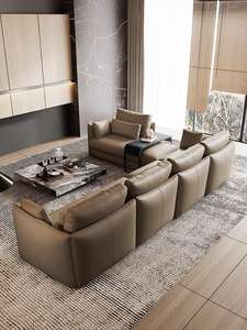 Juego de sofá Seccional de diseño italiano, sofá de Villa, sala de estar, reposabrazos de cuero en forma de L, juegos de sofás modulares modernos, muebles - Product Image 4