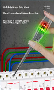 <span class=keywords><strong>Tournevis</strong></span> <span class=keywords><strong>plat</strong></span>/Phillips populaire à manche en plastique avec testeur de tension et indicateur - Outil d'électricien - Product Image 6