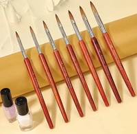 Professionnel pur 70% Kolinsky manche en bois brosse à ongles Art manucure rond stylo en bois cristal acrylique Gel Extension brosse à ongles