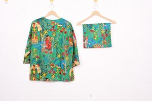 Conjunto de Pijama Floral Estampado a Mano de Alta Calidad - Ropa de Dormir de Algodón, Ropa de Dormir y de Estar por Casa de Verano Estilo Bohemio para Mujer, Regalo - Product Image 6