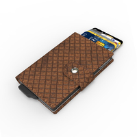 Porte-cartes de crédit professionnel en métal, éjection automatique, anti-vol, anti-RFID, avec étui de passeport en aluminium et doublure en nylon, court, unisexe
