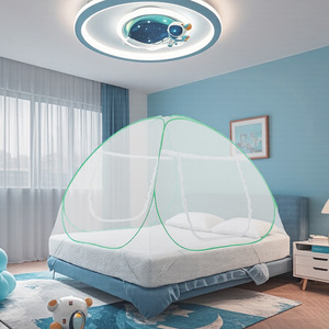 Màu Xanh Màu Hồng Mùa Hè Nhà Gấp Yurt Muỗi Net Cho Nữ Hoàng Đôi Kích Thước Giường 100% Polyester Lưới Giường Tán Bộ Đồ Giường - Product Image 3