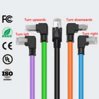 Cable Ethernet Industrial 6A Gigabit de Doble Curvatura 90° °   Cable de Extensión de Cabezal de Cristal en Ángulo Recto, Macho a Hembra