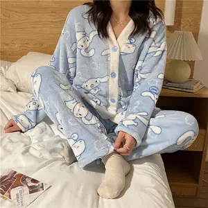 Pijamas de veludo japoneses, pijamas confortáveis e macios de veludo coral de inverno 2022