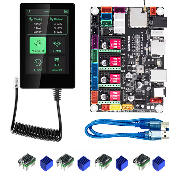 Makerbase MKS DLC32 MAX Laser Engraver 4 Axis Controller Motherboard CNC Router Board with ESP-TFT35 3.5" Touchscreen TMC2209