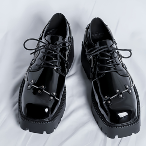 Men's Latest Design <b>Dress</b> Shoes Thick Sole Height Increasing Soft Comfortable Black Leather Shoes New Platform Casual Shoes - Product Image 3