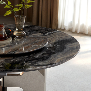 Dw1239 quanu nhà máy tùy chỉnh Slate + Vật liệu thép đôi lớp máy tính để bàn phòng ăn vòng bàn ăn và 6 ghế sang trọng - Product Image 2