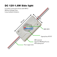 Module LED latéral 12V DC haute luminosité 1,6W SMD2835 IP65 étanche blanc chaud pour caisson lumineux
