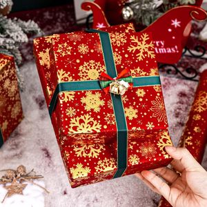 Christmas <b>Wrapping</b> <b>Paper</b> Red Gold Snowflake Embossed 3D Holiday Gift Wrap Roll 46.8 Square Feet Recyclable Craft Gift Packaging - Product Image 4