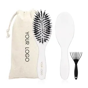 Hot-selling Factory Price Private Label Wooden Handle Hair Extensions Wigs Brush Nylon Bristle Hair Brush for Extensions