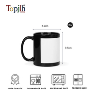 Mug à café en céramique 11 oz personnalisé avec impression par sublimation Topjlh, surface d'impression entièrement colorée, revêtement blanc pour transfert thermique DIY