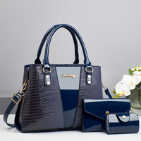 20266 Sacs à main de luxe pour femmes, ensemble 3-en-1, motif crocodile, avec fermeture éclair, sacs à bandoulière et sacs portés épaule, vente directe fabricant