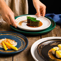 Assiettes en céramique peintes à la main, ensemble d'assiettes japonaises mates pour salades, vente en gros pour restaurants