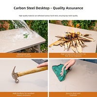 Ensemble de meubles de jardin d'extérieur de qualité commerciale, 5 pièces, résistant aux intempéries, en acier au carbone, pour bistrot, café, hôtel, balcon