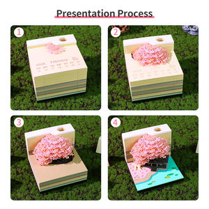 Vendita calda albero di Sakura <span class=keywords><strong>365</strong></span> giorni 2026 blocco per appunti personalizzato 3D carta artigianale Laser taglio calendario cubo per bambini - Product Image 5