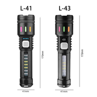 Lampe torche LED rechargeable par USB avec zoom, affichage numérique de la puissance, lumière latérale COB, torche d'urgence en plastique