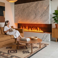 Meuble TV élégant pour salon, avec cheminée intégrée à flamme LED réaliste et humidificateur, et rangement