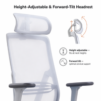 Chaise de bureau ergonomique moderne réglable avec appui-tête, dossier haut en maille, chaise de direction certifiée BIFMA pour usage hôtelier