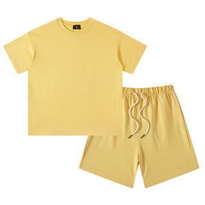 Conjuntos de ropa informal de verano para niños y bebés al por mayor, camiseta sólida de manga corta, conjunto de 2 uds, ropa personalizada para niños - Product Image 5