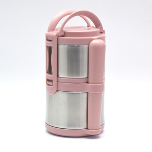 Stainless Steel Vacuum Insulated <b>Lunch</b> <b>Box</b> Double Layer Sealed Portable With Spoon Cylinder Shape Solid Color Pink Blue Green - Product Image 4