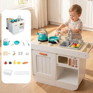 Juego <span class=keywords><strong>de</strong></span> Cocina <span class=keywords><strong>de</strong></span> Madera para Niños con Chimenea <span class=keywords><strong>de</strong></span> Agua Real, Sonidos y Luces, <span class=keywords><strong>Juguete</strong></span> Educativo <span class=keywords><strong>de</strong></span> Simulación para Niños y Niñas - Product Image 2