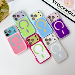 เคสโทรศัพท์แม่เหล็กแบบกันกระแทก ดีไซน์แฟชั่นสีสันตัดกัน สำหรับ iPhone 18 12 13 14 15 16 17 Pro Max พร้อมฟิล์มเลนส์ HD - Product Image 2