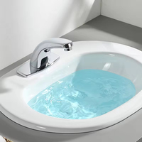 Robinet mitigeur chaud/froid à capteur infrarouge sans contact en acier inoxydable à noyau de valve en céramique FSH avec finition chromée polie pour salle de bain