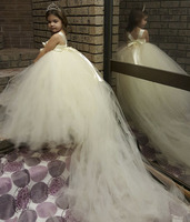 Gaun Tutu Gadis Cantik Gading Berbulu Penuh Gaun Tutu Rajutan Buatan Tangan Gaun Tutu Tulle Sempurna untuk Ulang Tahun Pernikahan Photoprah