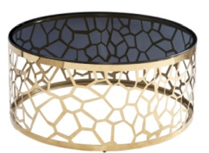 Mesa de centro con marco de acero inoxidable dorado, mueble de lujo con tapa de cristal, barato, venta al por mayor - Product Image 2