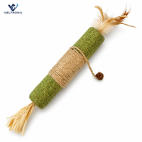 Bâton géant de catnip pour chat, jouet interactif avec corde en sisal et plumes pour le jeu
