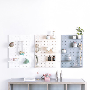 Pegboard Wall Storage <b>Set</b> White Yellow Blue Gray Beige Pink Off White 2 Layer <b>Punch</b> Free Wall Mounted Office Organizer - Product Image 4