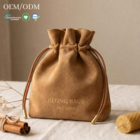 Pochette en daim à cordon avec logo personnalisé, sac cadeau de Noël pour bijoux, emballage de Noël, pochette en velours à col volanté, vente en gros