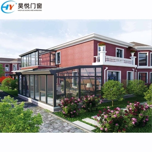 Verrière moderne autoportante en aluminium, imperméable, avec toit plat en verre trempé, pour terrasse d'hôtel - Product Image 2