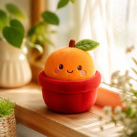 Op maat gemaakte pluche speelgoed oranje fruit plantenpot pluche pop OEM ODM groene blad zachte knuffel voor kinderen cadeau