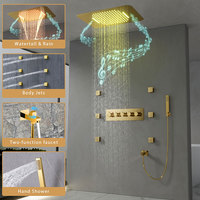 Ensemble de douche multifonctionnel pour salles de bain, vente en gros, douche de plafond massante, douche intelligente LED cascade avec musique