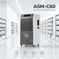 Déshumidificateur industriel 60L/jour 220V 950W, machine de déshumidification en métal, étanche IPX4 pour entrepôt, atelier, usine