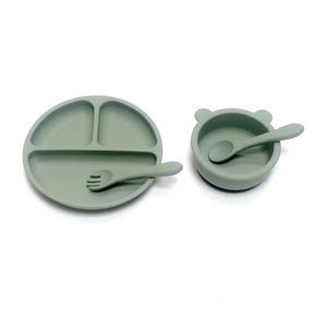Children's Eating Silicone Tableware <b>Set</b> Baby Food Suction Bowl and Spoon Plate Kindergarten <b>Tools</b> for Younger <b>Kids</b> - Product Image 3