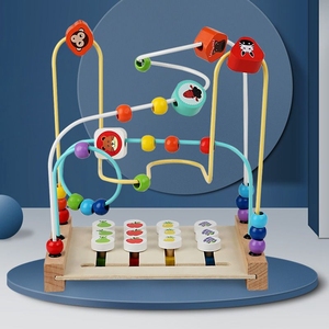 Juego de <span class=keywords><strong>Ajedrez</strong></span> Lógico Educativo Temprano para Niños, Entrenamiento de Movimiento Fino, Juguete de Madera con Cuentas de Montaña Rusa y Laberinto - Product Image 3