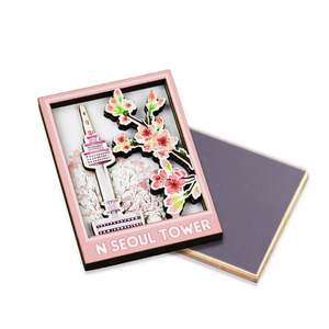 Customised Made <b>Wooden</b> Magnet <b>Crafts</b> Decorative MDF Refrigerator Tourist Souvenir Double Layer 3D Wood Mdf Fridge Magnet - Product Image 1