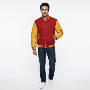 Heavyweight Chenille Embroidered Wool <b>Lettering</b> <b>Men's</b> Varsity Baseball <b>Jacket</b> Stand Collar Front Logo Breathable - Product Image 1