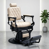 Fauteuil de Barbier Hydraulique Inclinable Marron Vintage avec Capitonnage Diamanté pour Salon de Coiffure et Barbier